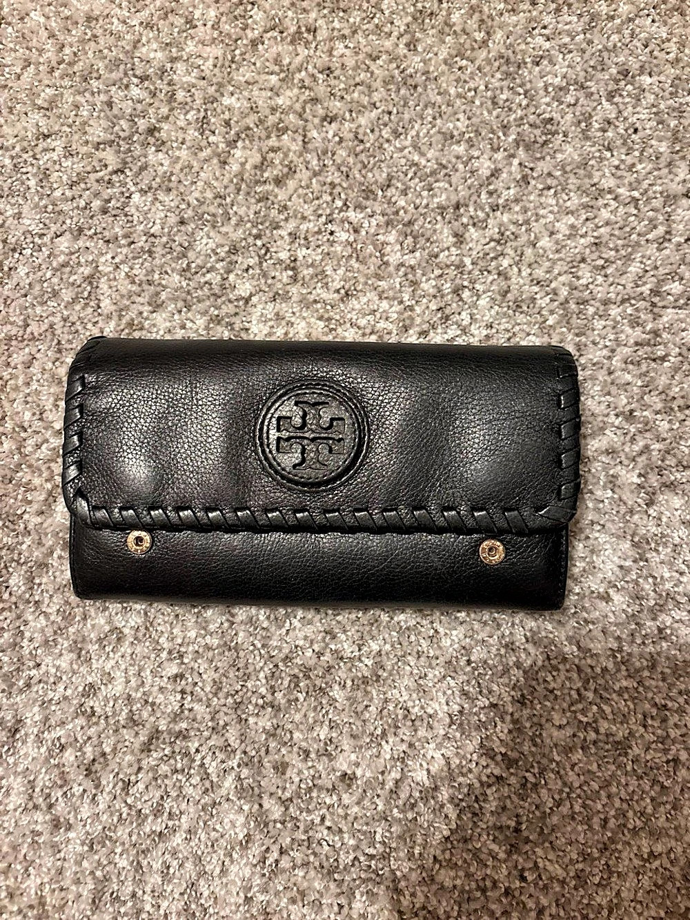Tory Burch Marion Whipstitch Continental Wallet Black